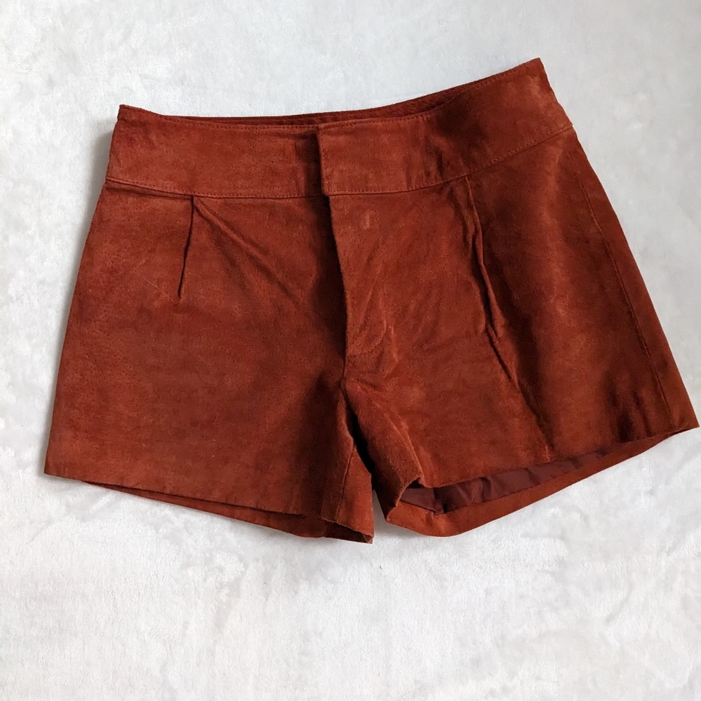 Genuine Suede Leather Boho Chic Brick Colored Shorts